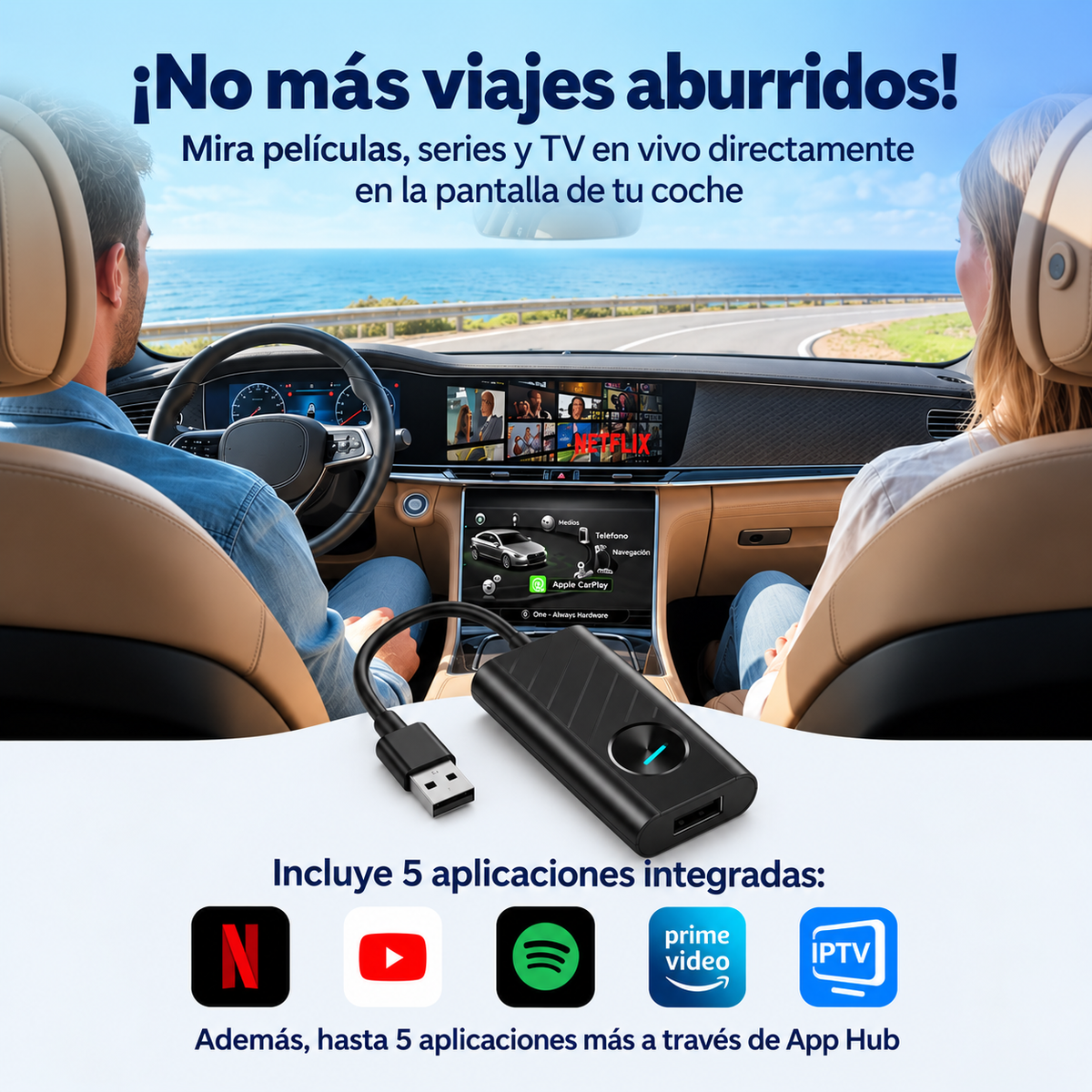 Adaptador inalámbrico AI BOX 2 en 1